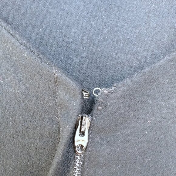 Vintage Black Dress with Fur Cuffs 38.25"B 50s 60s Retro Glamor Wide Neckline - Picture 10 of 16